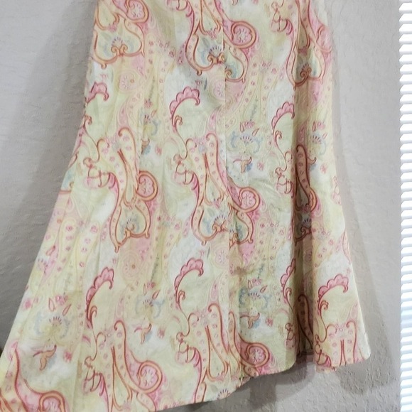 Emma James Skirt Womens Size 14 Y2K Yellow and Pink Paisley Stretch Midi A Line - Picture 3 of 8